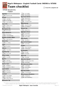 Set Checklist