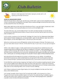 The September Club Bulletin. Spring Has Arrived, and It Is All Systems Go