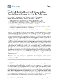 Local-Scale Bat Guild Activity Differs with Rice Growth Stage at Ground Level in the Philippines