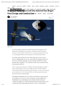 Mission to Slam Spacecraft Into Asteroid Has Begun Final Designvideo Andreview Constructionscience IO9 FIELD GUIDE EARTHER DESIGN PALEOFUTURE