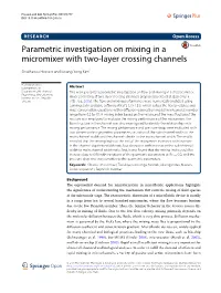 Parametric Investigation on Mixing in a Micromixer with Two-Layer Crossing Channels