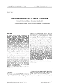 Pseudodiphallia with Duplication of Urethra Rev Arg De Anat Clin; 2012, 4 (1): 14-19 ______