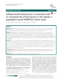 Self-Perceived Memory Loss Is Associated with an Increased Risk of Hip Fracture in the Elderly: a Population-Based NOREPOS Cohort Study M