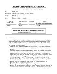 Bill Analysis and Fiscal Impact Statement