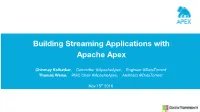 Building Streaming Applications with Apache Apex
