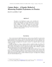 Capture Ratios: a Popular Method of Measuring Portfolio Performance in Practice