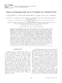 Origin of a Metamorphosed Lithic Clast in CM Chondrite Grove Mountains 021536