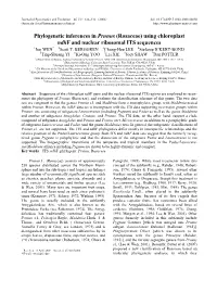 Phylogenetic Inferences in Prunus (Rosaceae) Using Chloroplast Ndhf and Nuclear Ribosomal ITS Sequences 1Jun WEN* 2Scott T