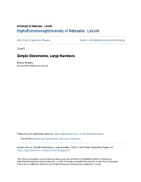 Simple Statements, Large Numbers