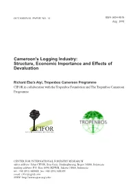 Cameroon's Logging Industry: Structure, Economic Importance and Effects of Devaluation