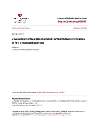 Development of Dual Reconstituted Humanized Mice for Studies of HIV-1 Neuropathogenesis