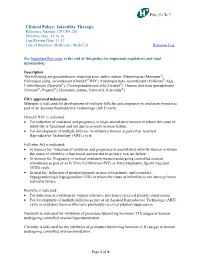 Infertility Therapy Reference Number: CP.CPA.261 Effective Date: 11.16.16 Last Review Date: 11.17 Line of Business: Medicaid – Medi-Cal Revision Log