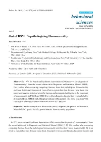 Out of DSM: Depathologizing Homosexuality