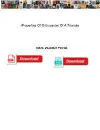 Properties of Orthocenter of a Triangle