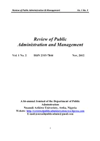 Review of Public Administration and Management