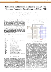 Simulation and Practical Realization of a 24-Pair Electronic Continuity Test Circuit for MSAN ZTE