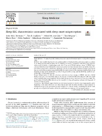 Sleep EEG Characteristics Associated with Sleep Onset Misperception