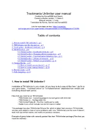 Trackmania Unlimiter User Manual Table of Contents