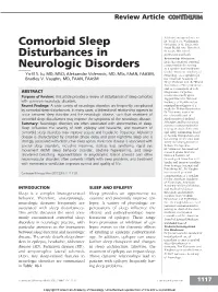 Comorbid Sleep Disturbances in Neurologic Disorders