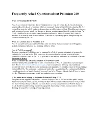 Frequently Asked Questions About Polonium 210