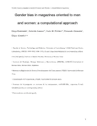 Gender Bias in Magazines Oriented to Men and Women: a Computational Approach