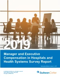 Manager and Executive Compensation in Hospitals and Health Systems Survey Report