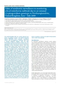 Value of Syndromic Surveillance in Monitoring a Focal Waterborne
