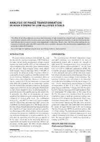 Analysis of Phase Transformation in High Strength Low Alloyed Steels