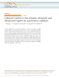 Coherent Control in the Extreme Ultraviolet and Attosecond Regime by Synchrotron Radiation