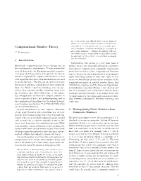 Computational Number Theory Estimable Men, They Try the Patience of Even the Prac- Ticed Calculator