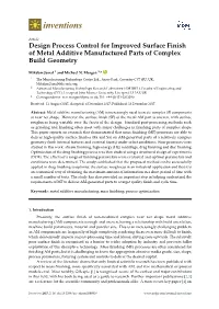 Design Process Control for Improved Surface Finish of Metal Additive Manufactured Parts of Complex Build Geometry