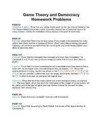 Game Theory and Democracy Homework Problems