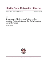 Renaissance Models for Caribbean Poets: Identity, Authenticity, and The