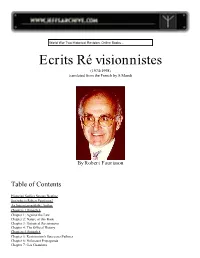 Robert Faurisson, Ecrits Re'visionnistes, Table of Contents
