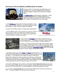 Summary of Recent Attacks and Motivation for Action