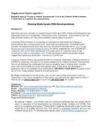 Supplemental Digital Appendix 1 Choosing Wisely Canada CFMS
