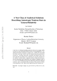 A New Class of Analytical Solutions Describing Anisotropic Neutron Stars in General Relativity
