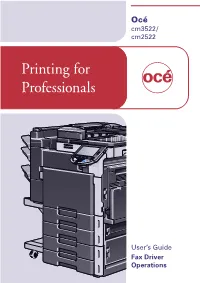 Fax Driver Operations Introduction