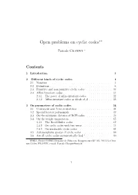 Open Problems on Cyclic Codes∗∗