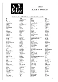 This Is a Sample List Only, and Is Constantly Being Updated