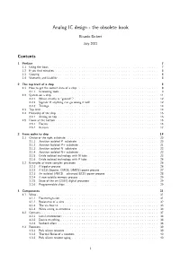Analog IC Design - the Obsolete Book