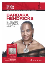 Barbara Hendricks Un Concert Exceptionnel À L’Opéra