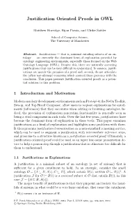 Justification Oriented Proofs In