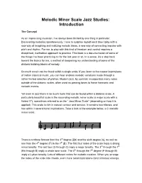 Melodic Minor Scale Jazz Studies: Introduction