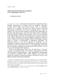 Models and Instruments in the Development of Electrophysiology, 1845-1912