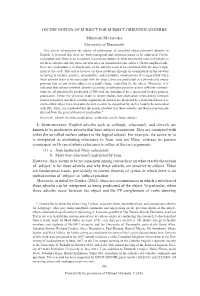 ON the NOTION of SUBJECT for SUBJECT-ORIENTED ADVERBS Mikinari Matsuoka