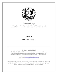 Ontario History Index from 1993 to 2016 Issue 1