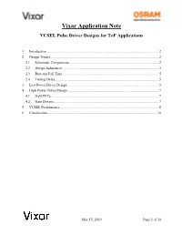 VCSEL Pulse Driver Designs for Tof Applications