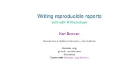 Writing Reproducible Reports Knitr with R Markdown
