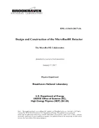 Design and Construction of the Microboone Detector
